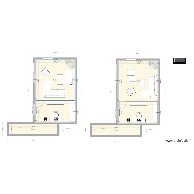 sejour. Plan de 16 pièces et 87 m2