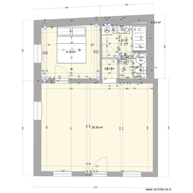 cancale3. Plan de 6 pièces et 45 m2