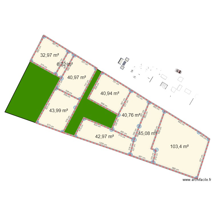 PARCELLE T2. Plan de 9 pièces et 398 m2