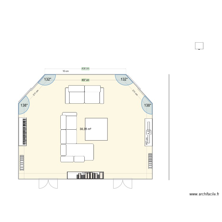 SALON TRIEL . Plan de 1 pièce et 38 m2