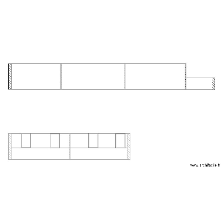 plan coupe. Plan de 5 pièces et 64 m2