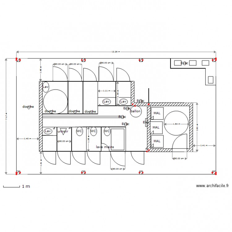 sanitaire 2013 dimensions 2. Plan de 0 pièce et 0 m2