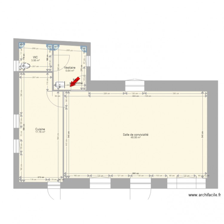 Salle de Convivialité Rivières Le Bois Projet2. Plan de 0 pièce et 0 m2