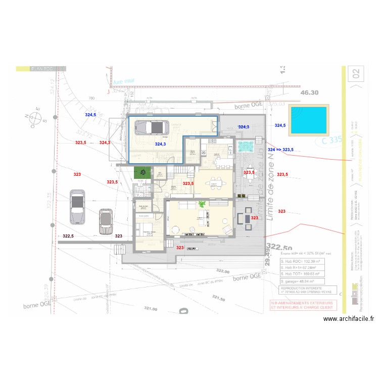 Test2 décalé avec cour plus grande salon 2. Plan de 0 pièce et 0 m2