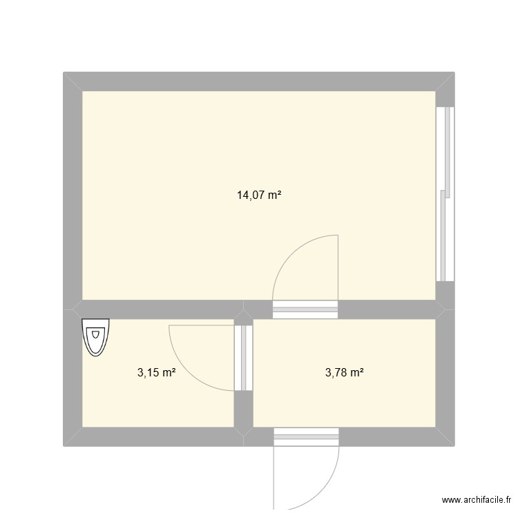 Kiné. Plan de 3 pièces et 21 m2