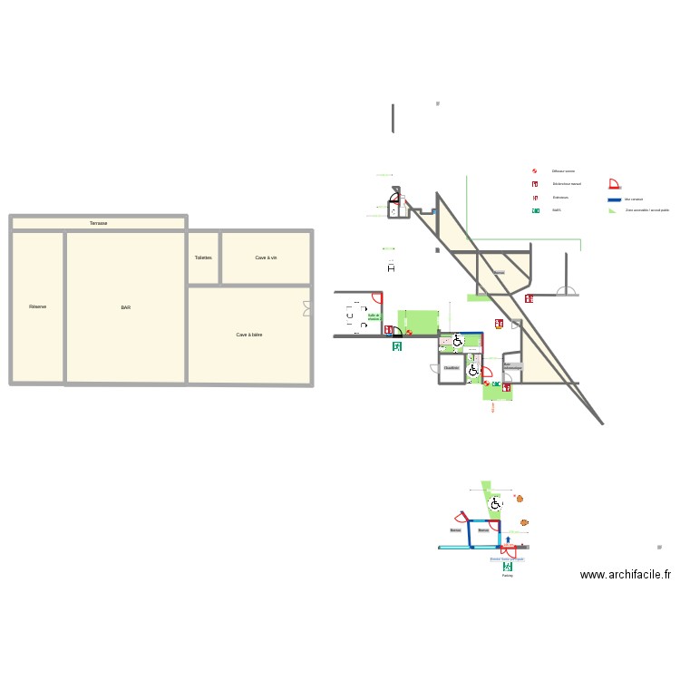 local VANDB. Plan de 22 pièces et 515 m2