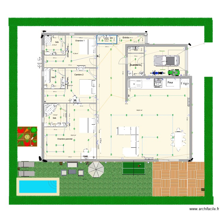 plan maquette. Plan de 18 pièces et 460 m2