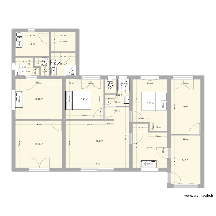 BRETI ORIGINE. Plan de 15 pièces et 100 m2