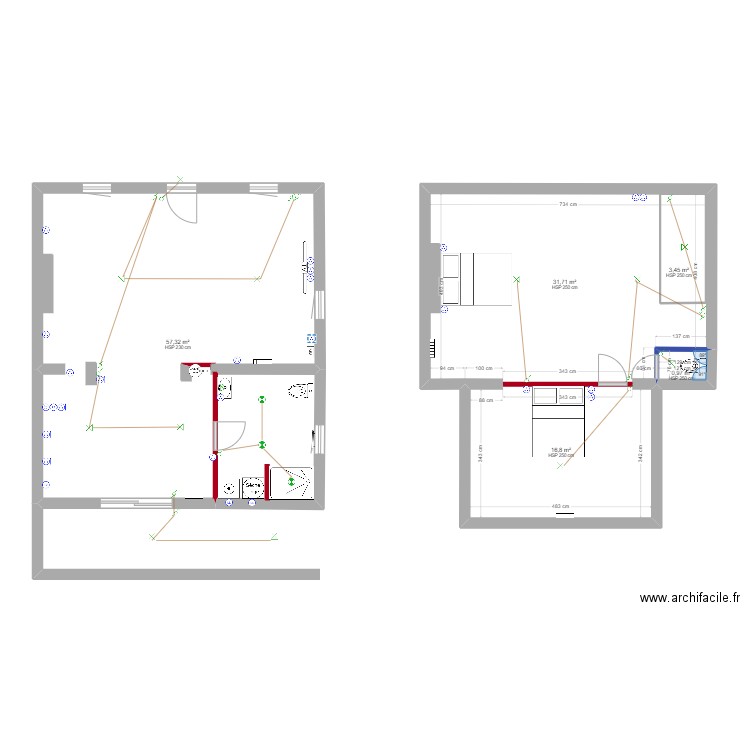 le moual. Plan de 5 pièces et 114 m2