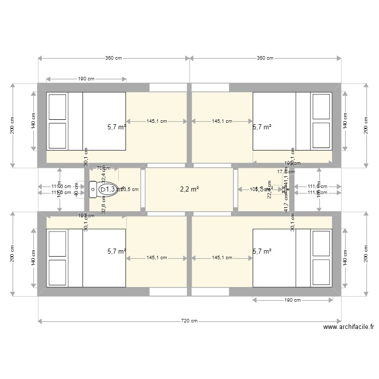 Chambre + Salon + Douche 2. Plan de 0 pièce et 0 m2