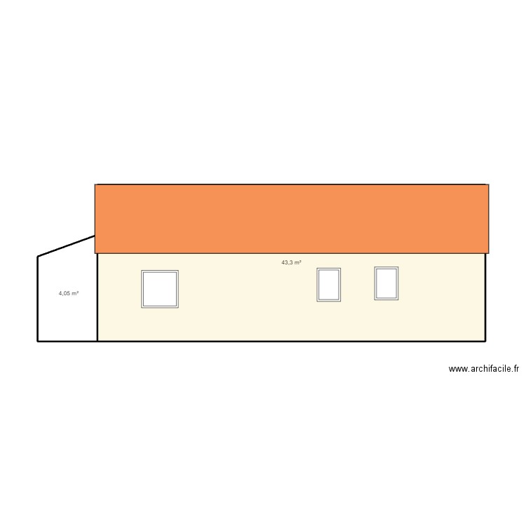 parcelle 70bis. Plan de 2 pièces et 47 m2