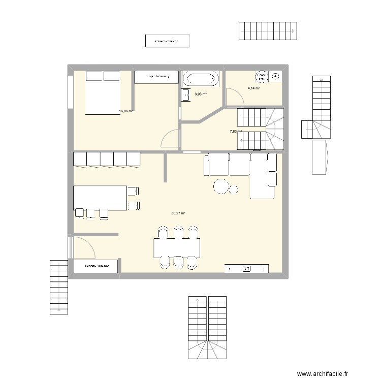  GRAND DUPLEX MODELE 1. Plan de 5 pièces et 83 m2