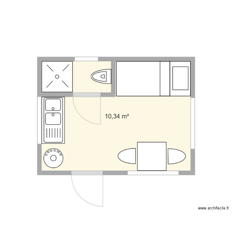 cabane 3. Plan de 1 pièce et 10 m2