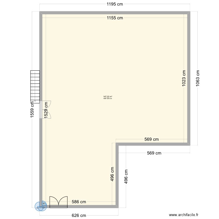 Dimensions grange. Plan de 1 pièce et 147 m2