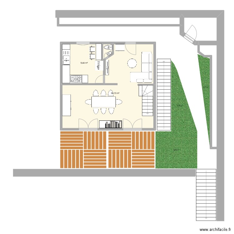 Nouveau. Plan de 2 pièces et 42 m2