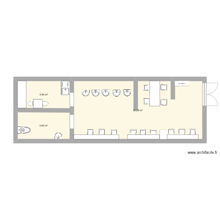 salon FP Avaricum. Plan de 3 pièces et 42 m2