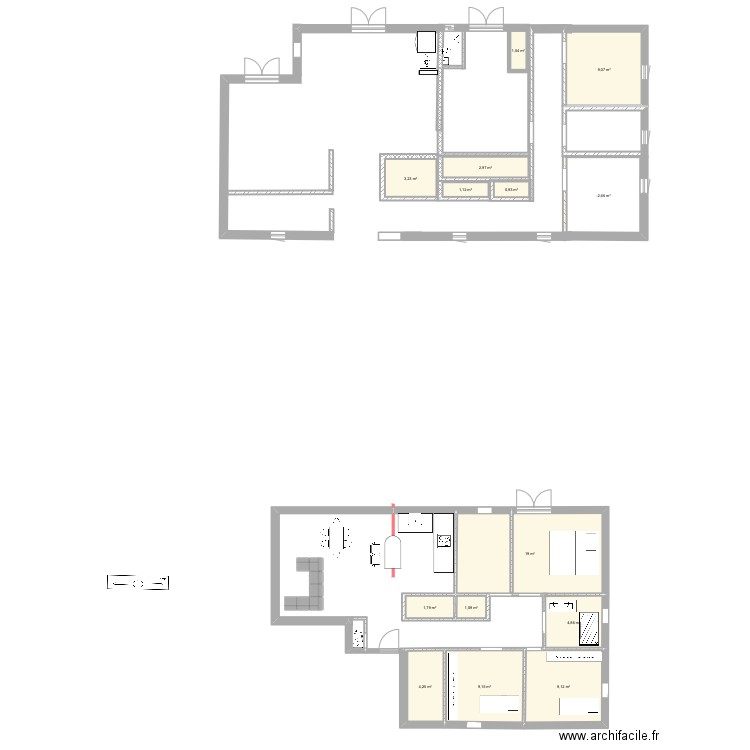 Maison 2 plan . Plan de 14 pièces et 77 m2