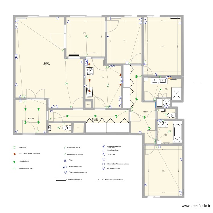 VIOLET-2 ELEC. Plan de 15 pièces et 123 m2