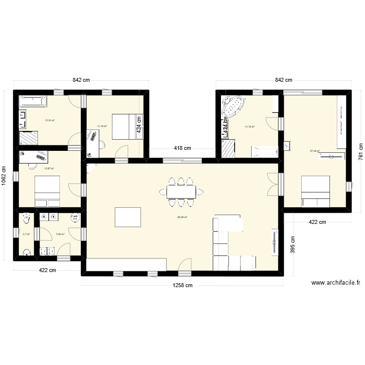 plan de maison 2. Plan de 8 pièces et 172 m2