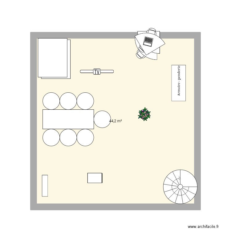 Plan du magazin. Plan de 1 pièce et 44 m2