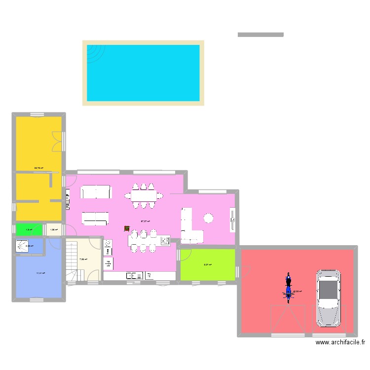 RDC 1. Plan de 9 pièces et 172 m2