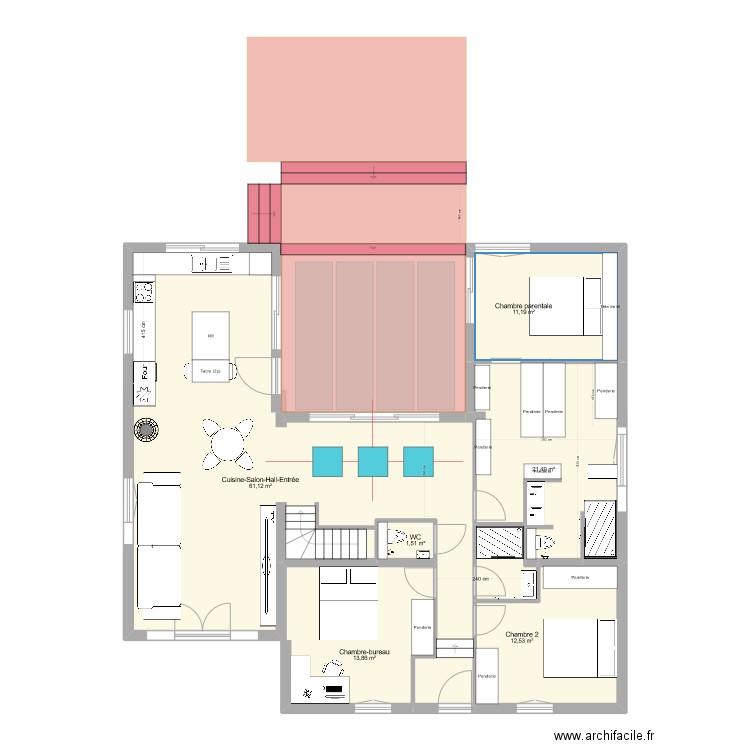 SPLD A-3. Plan de 9 pièces et 212 m2