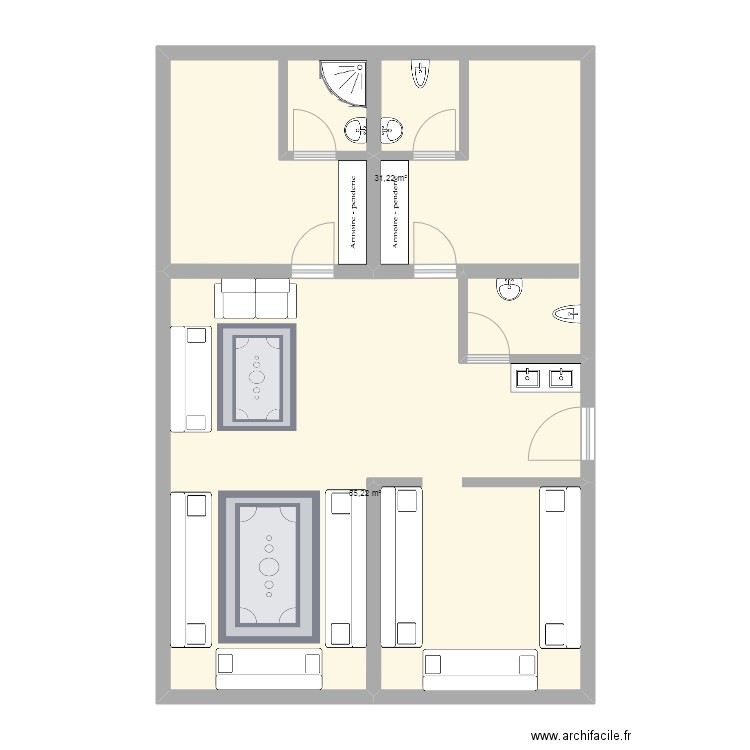 oudra 2. Plan de 2 pièces et 86 m2