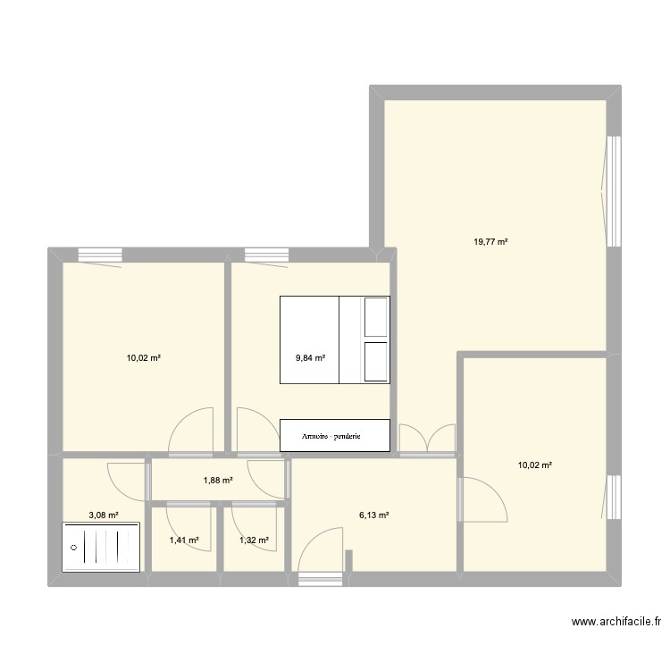 Appart actuel. Plan de 9 pièces et 63 m2