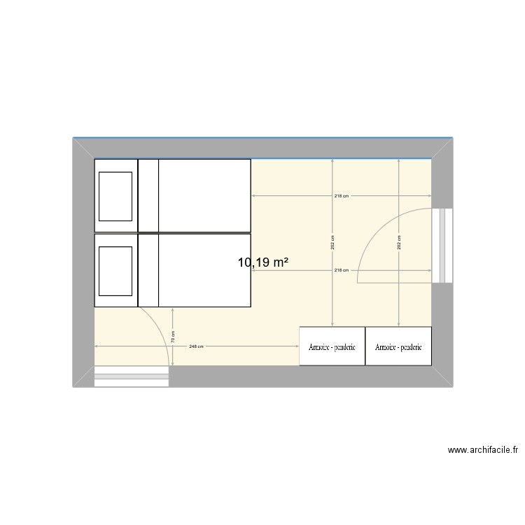 Chambre 3. Plan de 1 pièce et 10 m2