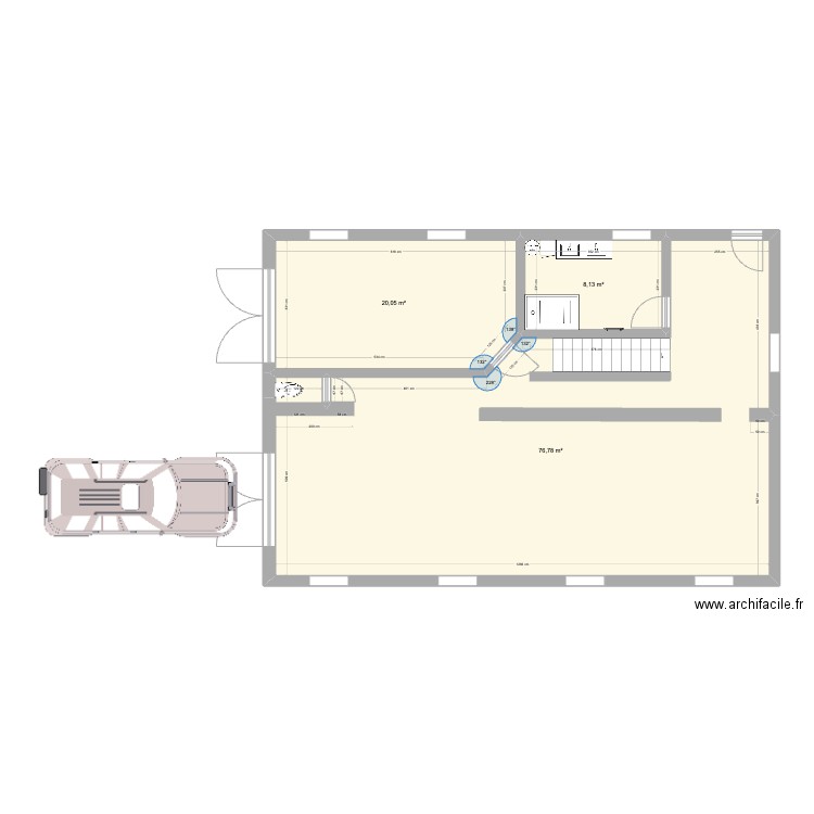 Maison. Plan de 3 pièces et 105 m2