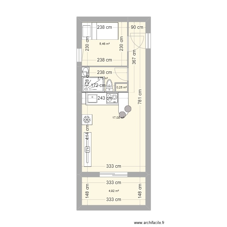 eden roc old. Plan de 5 pièces et 30 m2