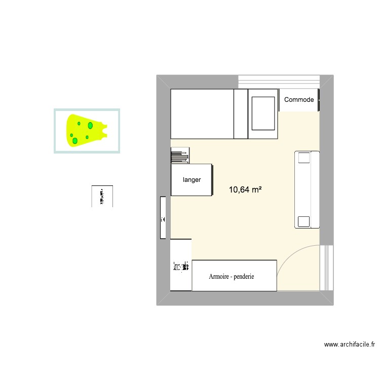 chambre enfant. Plan de 1 pièce et 11 m2