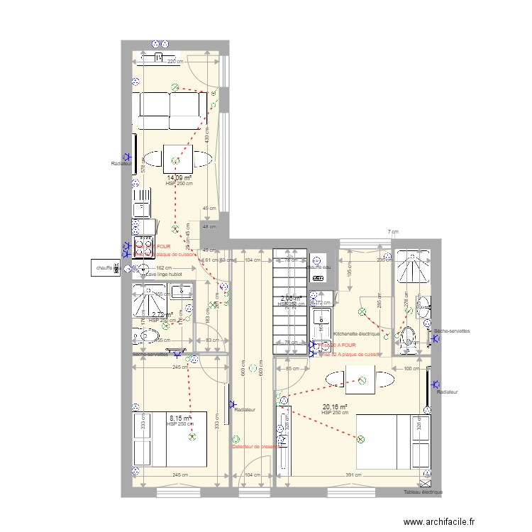 CHEREL BLOIS AMENAGEMENT RDC ELECTRICITE. Plan de 7 pièces et 54 m2