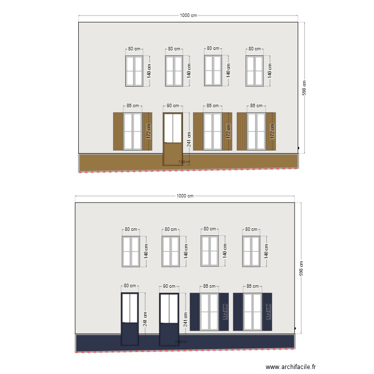 facade. Plan de 2 pièces et 14 m2