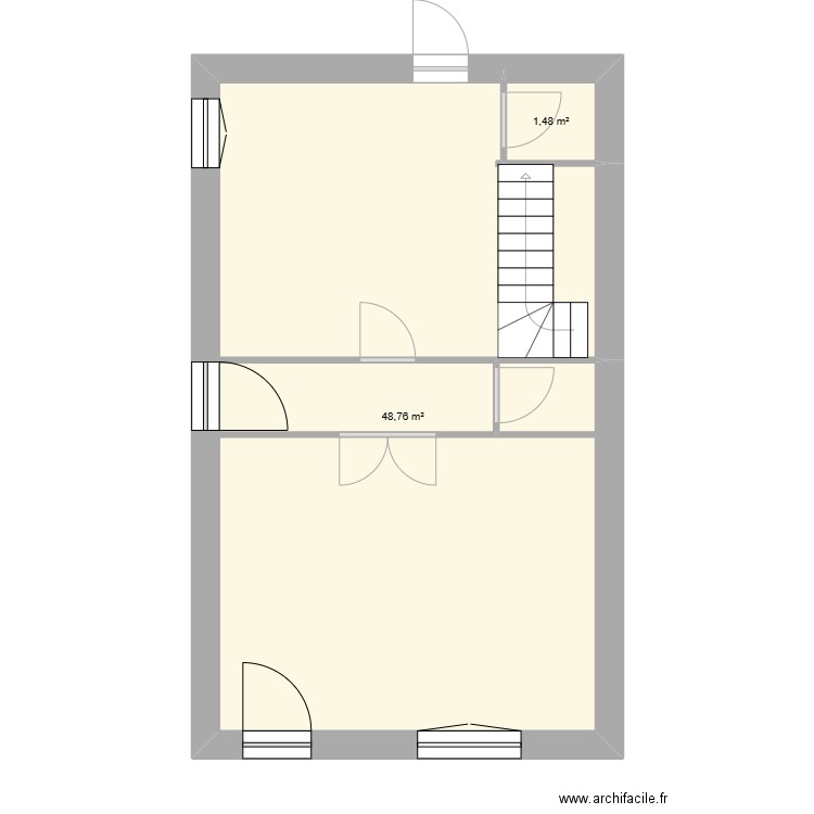 plan avant travaux. Plan de 2 pièces et 50 m2