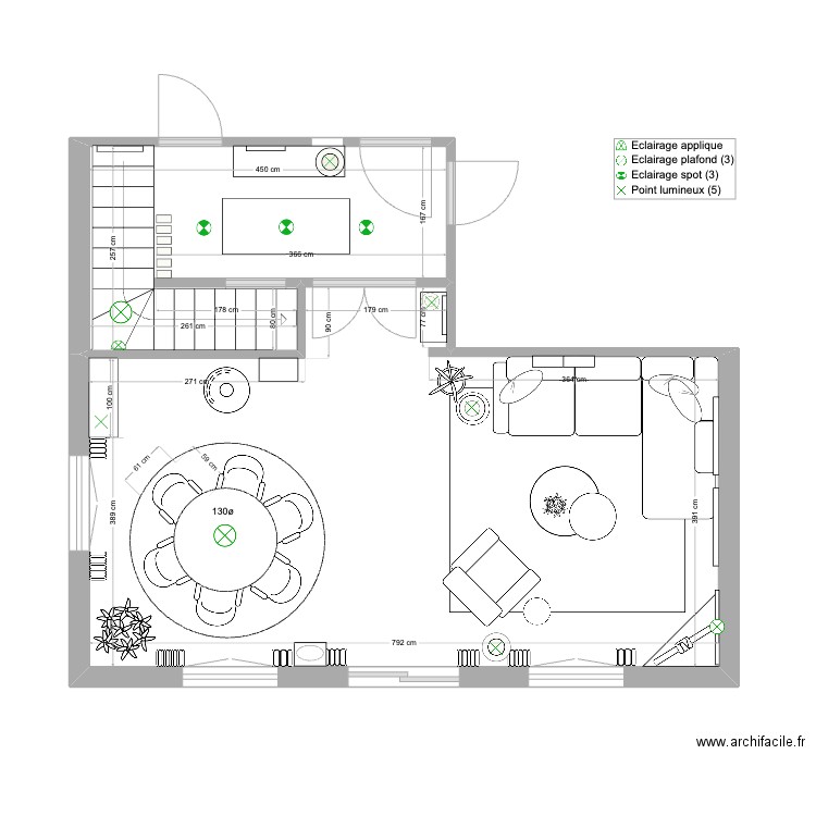 Caroline Ginglinger Noir et blanc. Plan de 2 pièces et 42 m2