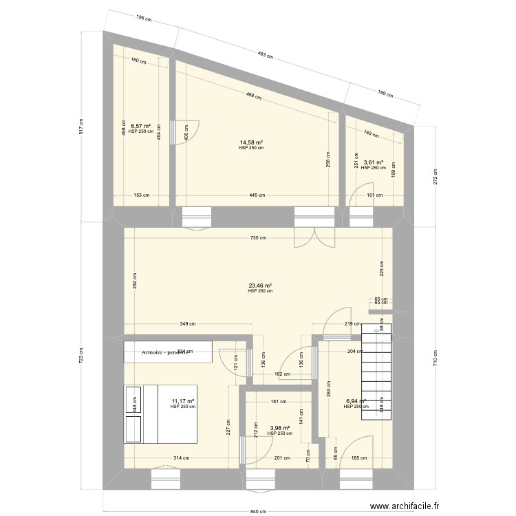 Bonneveine RDC global plan. Plan de 7 pièces et 70 m2