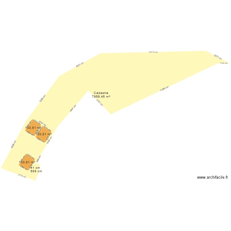 PLAN CADASTRE MESURES 3 maisons bis. Plan de 0 pièce et 0 m2