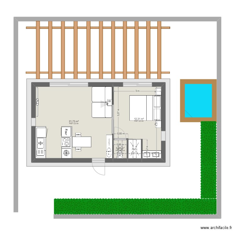 RBNBNEW. Plan de 3 pièces et 35 m2