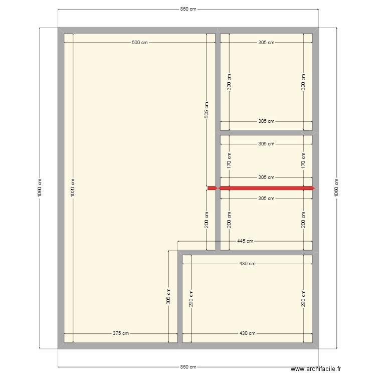 nouvelles cotations. Plan de 4 pièces et 81 m2