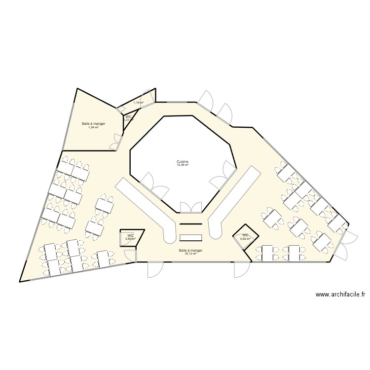 PLAN LOCAUX GC. Plan de 7 pièces et 128 m2