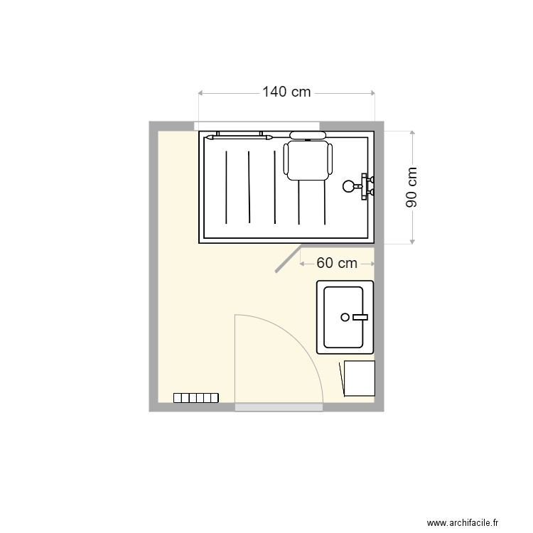 plan après travaux kerleo. Plan de 1 pièce et 4 m2