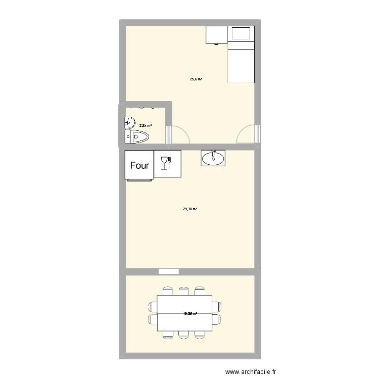 Projet Anglais. Plan de 4 pièces et 77 m2