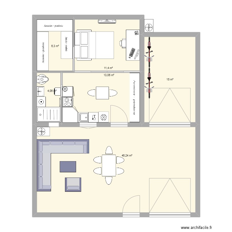 Test 2. Plan de 6 pièces et 96 m2