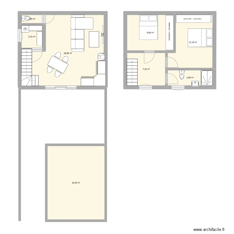 chambon original 2. Plan de 8 pièces et 90 m2