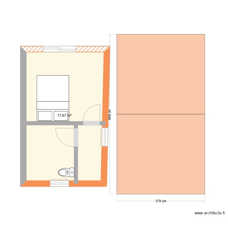 plan val. Plan de 1 pièce et 18 m2