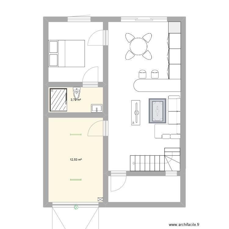 maison. Plan de 2 pièces et 16 m2