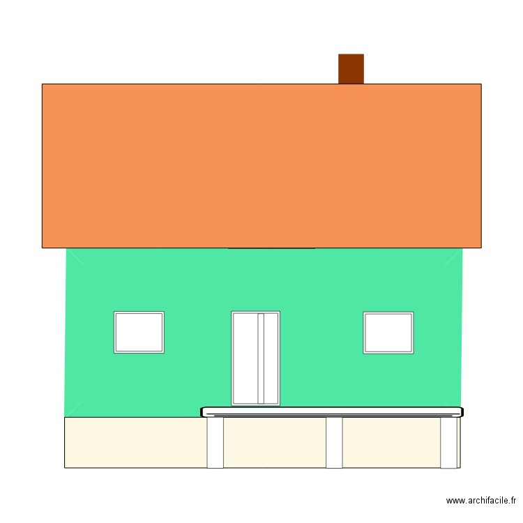 plan de facade. Plan de 1 pièce et 28 m2