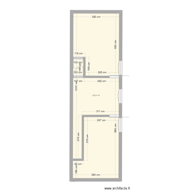 ERROUVILLE 1er étage. Plan de 1 pièce et 52 m2