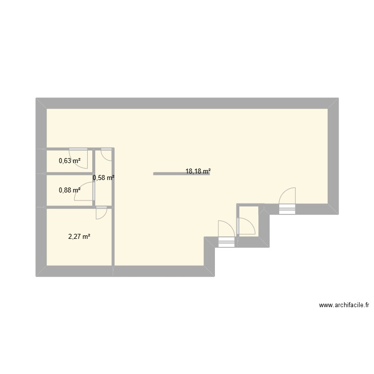 Bureau Rwanda. Plan de 5 pièces et 23 m2